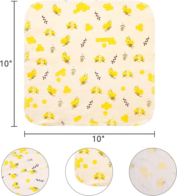 Reusable Dishcloths Kitchen Towels Cotton: 30 Packs 10X10 Washable Roll Paperless Paper Towels Absorbent Dishcloths Set Dish Tea Towel for Kitchen Drying (30Bee, 10×10")