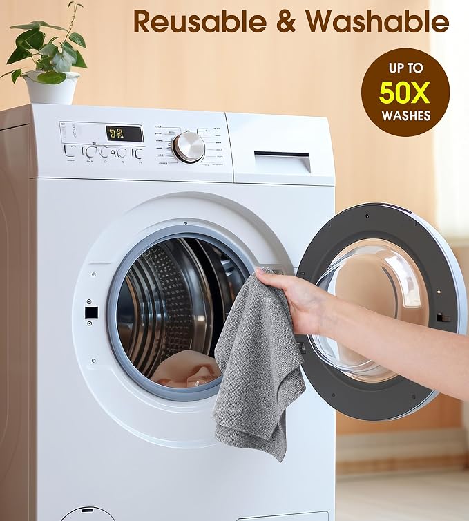 KitchLife Microfiber Cleaning Cloth Roll, 100 Pack - Tear-Away Microfiber Paper Towels, Lint-Free, Reusable, Washable for Kitchen, Car, Dishes, and Sensitive Surfaces (Dark Gray)