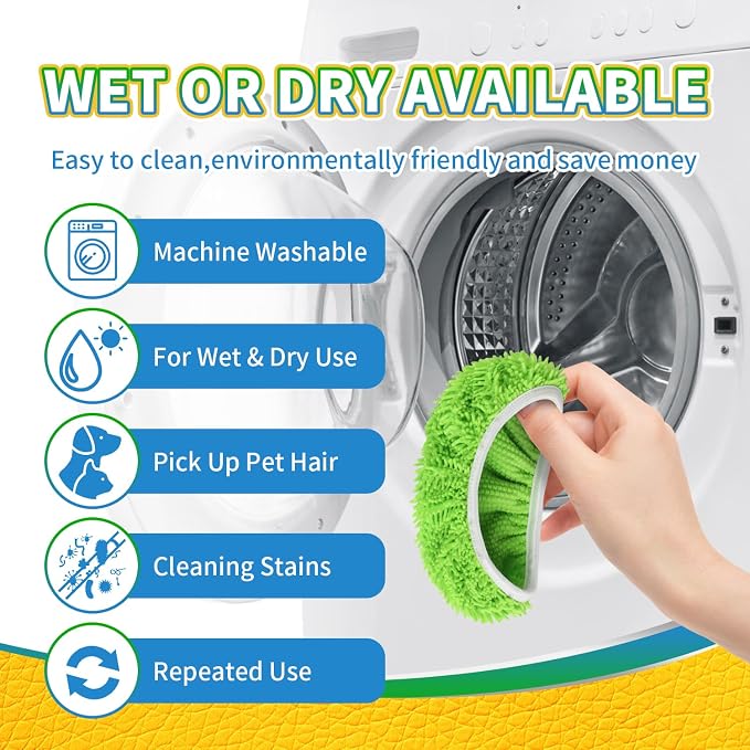 Reusable Microfiber Mop Pads for Swiffer Sweeper Mop, 6 Pack | Wet and Dry Flat mop Cover, Replacement Sweeping Mopping pad Refills for Surface/Hardwood Floor Cleaning