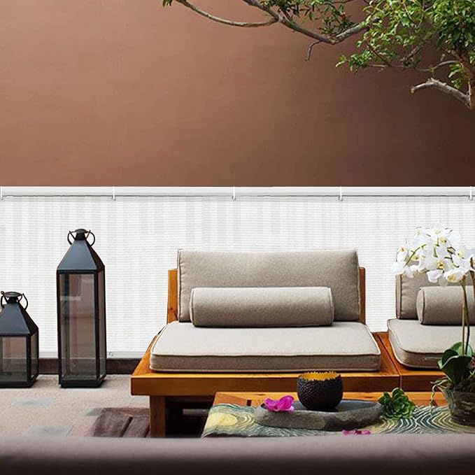 LOVE STORY 3' x 16' Balcony Privacy Screen Cover for Apartment, White | HDPE Fabric, 95% UV Block, Fence Cover for Patio Deck, Railing Screen for Porch, Privacy Protective, Custom Size Available