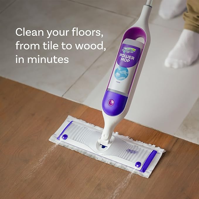 Swiffer Power Mop Refill Solution,Floor Cleaner for Mopping Tile,Vinyl,Laminate,Wood in Home,Bathroom,Kitchen, Multipurpose-Surface Solution for Floor Cleaning, Lavender Scent, 25.35 oz (Pack of 10)