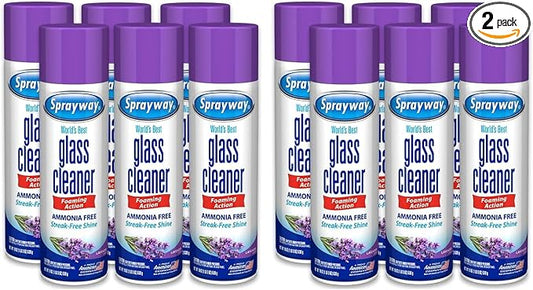 Sprayway Glass Cleaner Lavender Scent Foaming Aerosol Spray, 19oz, Ammonia-Free, Streakless, Fast-Acting | Cleans & Polishes Glass Surfaces | Removes Fingerprints, Dust, Dirt, 6 Count (Pack of 2)