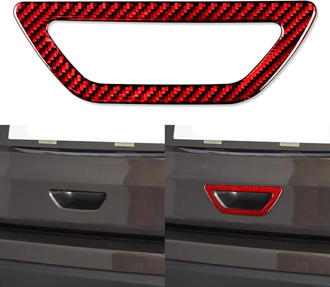 Red Real Carbon Fiber Trim for Nissan Rogue Accessories | for 2014 2015 2016 2017 2018 2019 2020 S SL SV Trunk Tailgate Door Handle Switch Frame Sticker Exterior Thick Overlay Decal