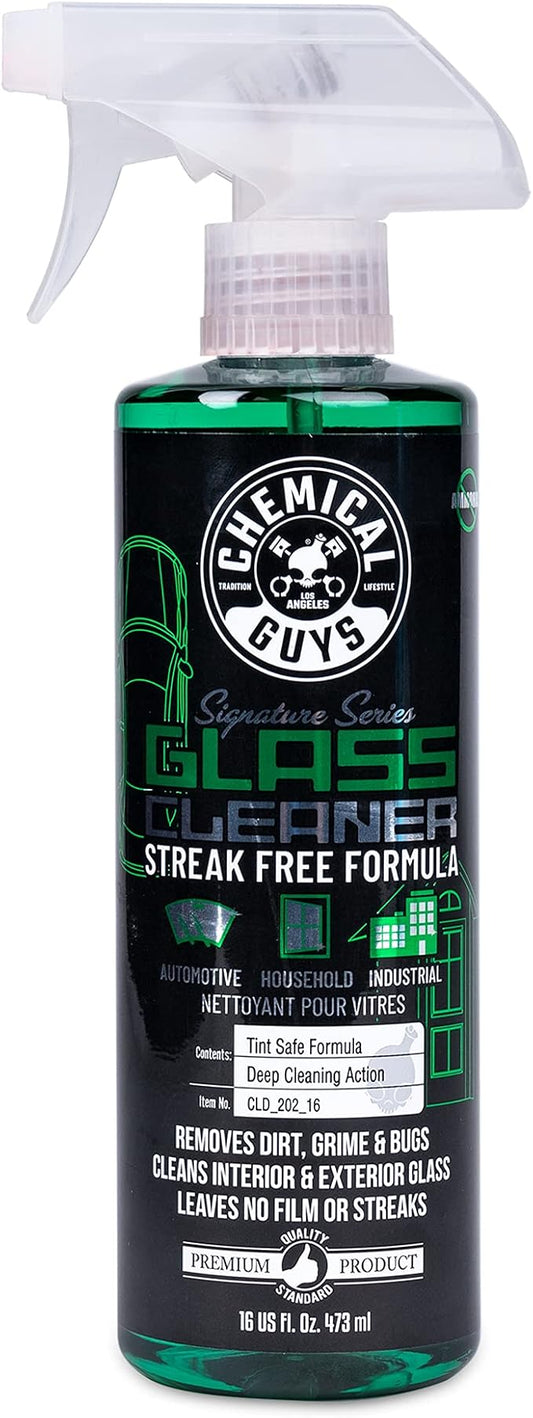 Chemical Guys, Signature Series Glass & Window Cleaner, Tint Safe, 16 oz | Ammonia-free and tint-safe, clears fingerprints, smoke film and grime from glass, mirrors and windshields