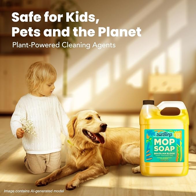 Mop Soap - Brazilian Waves Concentrated Floor Cleaner | Highly scented, concentrated formula. No residue, pet safe. Ideal for hardwood, tile & laminate. 32oz makes 50+ mop fills.