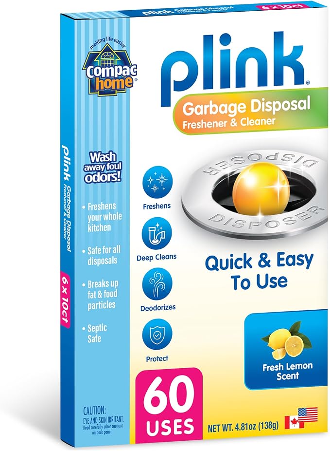 Compac Home [[60 Count]] Plink Garbage Disposal Cleaner and Deodorizer VALUE PACK - Lemon