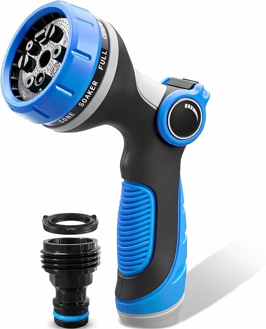 Garden Hose Nozzle Thumb Control with 10 Spray Patterns Water Hose Sprayer | Leak Proof On Off Valve Water Hose Nozzle Sprayer,One Hand Operation,Non-Slip Grip for Plants & Lawn Watering,Car&Pet Washing