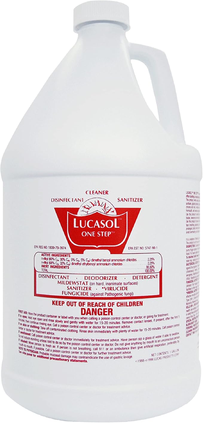 Lucasol One Step Hospital Grade Disinfectant Concentrate, Non-Porous Surface Sanitizer - 1 Gallon
