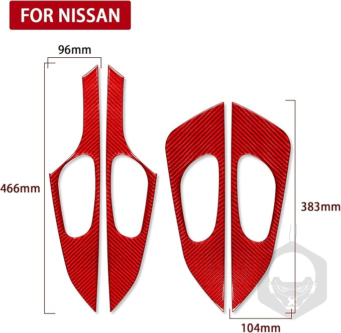 Red Real Carbon Fiber Trim for Nissan Rogue Accessories | for 2014-2020 / Rogue Sport 2017-2022 Inner Door Pull Handle Panel Sticker Interior Thick Overlay Decal