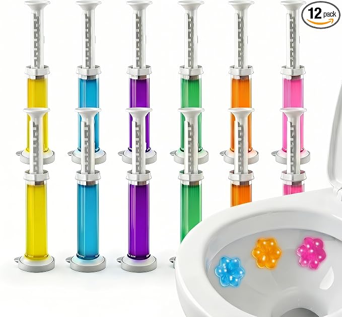 120 Stamps (12 Tubes) Toilet Bowl Gel Flower Stamp, 6 Scents Lavender Orange Ocean Gardenia, Prevent Limescale and Ring, Flush-Activated Cleaner, Long-Lasting Bathroom Freshener