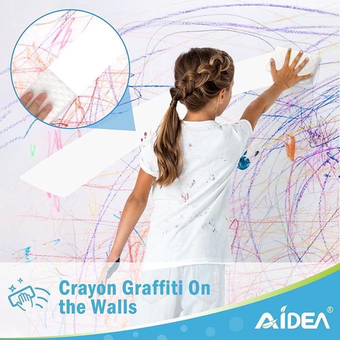 AIDEA Magic Sponges Cleaning Eraser, 2X Density Stronger Sponge for Household, Powerful Scrubber Foam Pads, Multi-Surface Cleaning Supplies for Kitchen, Furniture, Bathroom, Sink, Wall, 48 Pads