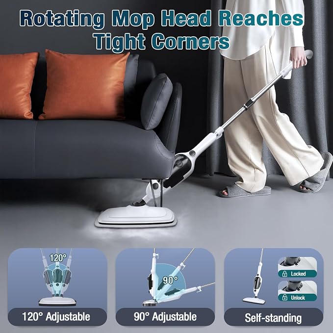 11-in-1 Steam Mop, MultiPurpose Steam Cleaner for Home with 15.2 OZ Tank | Detachable Steamer with 23FT Power Cord & 11 Accessories for Hardwood, Tile, Furniture, Floor Cleaning and Household Tasks