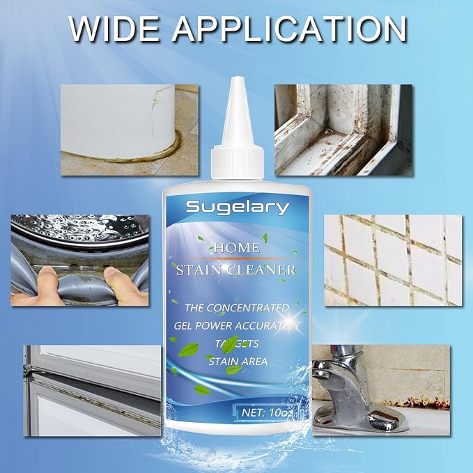 Sugelary Mold Stain Cleaning Gel, Washing Machine Cleaner for Front Loader Seal, All-Purpose Gel for Bathroom Grout, Sink, Shower, Caulk, Front Load Washer Cleaning Solution-10 fl oz