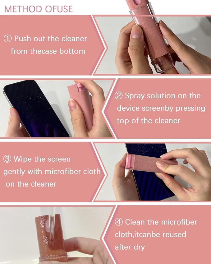 Car Screen Cleaner Spray and Wipe Touch Screen Cleaner for Car Display,2 in 1 Laptop Computer Screen Cleaner,Car Accessories Interior,Travel Cleaning Kit (2 Units)
