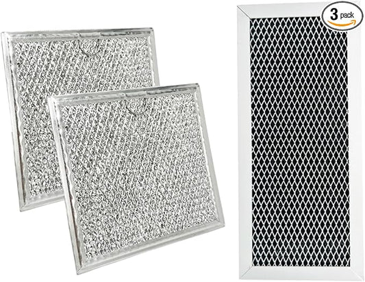 3 Pcs Microwave Charcoal and Grease Filter Mesh Set Fit for Samsung ME19R7041FS, ME19R7041FS/AA, ME19R7041FT, ME19R7041FT/AA, ME19R7041FB, ME19R7041FB/AA