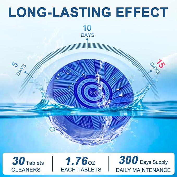 Msvvko Toilet Bowl Cleaner Tablets Blue Toilet Tank Cleaners, Septic-Safe Hard Water Stain Remove, Bathroom Automatic Toilet Cleaning & Deodorizer, Fresh Scent - 30 Tabs