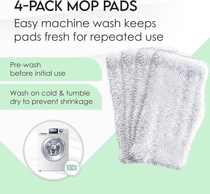 Turbo Microfiber 4-Pack Mop Pads for Shark Steam Mop SK Series & S Series - Shark Steam Replacement Pads