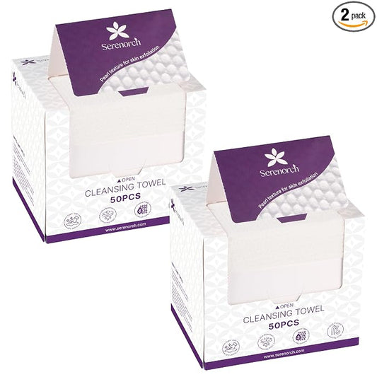 Pearl Texture Disposable Face Towels XL, 100 Count | Facial Tissues for Deep Cleansing, Ultra Thick Makeup Remover Dry Wipes, Lint-Free for Sensitive Skin
