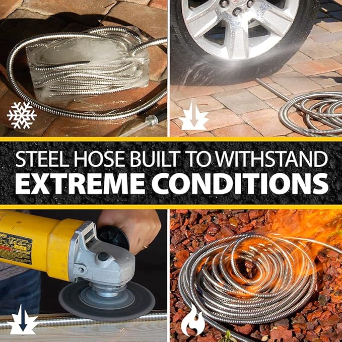 BIONIC STEEL 75 Ft Garden Hose 304 Stainless Steel, 75 Ft Water Hose, Super Tough & Flexible Metal Hose, Lightweight, Crush Resistant Fittings, Kink & Tangle Free, Rust Proof, Easy to Use & Store | Non Kinking Design, Stainless Steel Heavy Duty Water H...