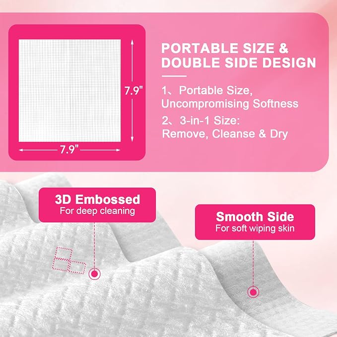 FACEMADE 48 Count (4 Packs) Disposable Travel Towels, 100% USDA Biobased Face Towels Disposable for Outdoor Cleaning, Clean Towels for Remove, Cleanse & Dry, Super Soft and Thick Dry Wipes