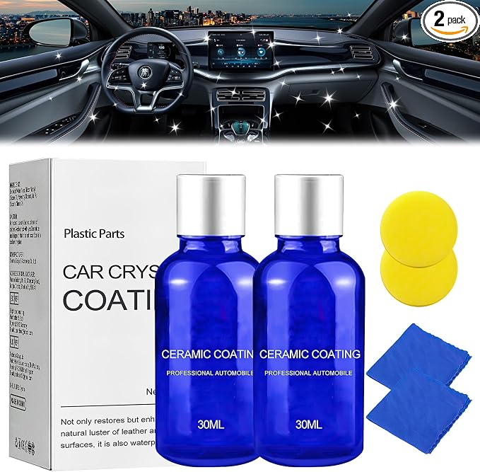 2PCS Plastic Parts Refurbish Agent, Upgrade Car Plastic Parts Refurbish Plastic Parts Crystal Coating, Plastic Coating Trim Restore for Car Plastic Parts(30ML)