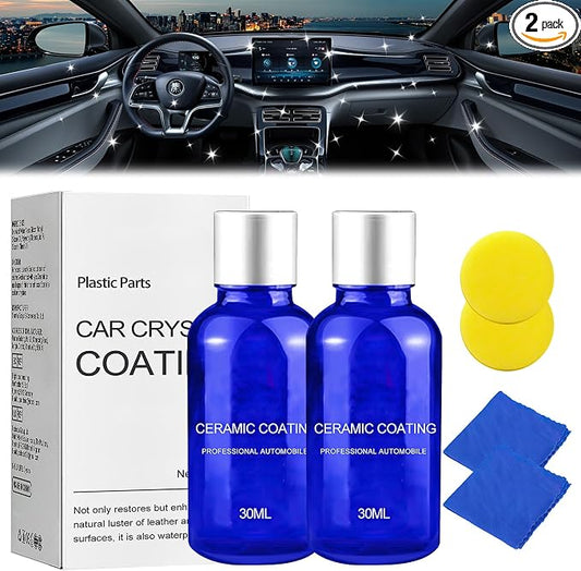 2PCS Plastic Parts Refurbish Agent, Upgrade Car Plastic Parts Refurbish Plastic Parts Crystal Coating, Plastic Coating Trim Restore for Car Plastic Parts(30ML)