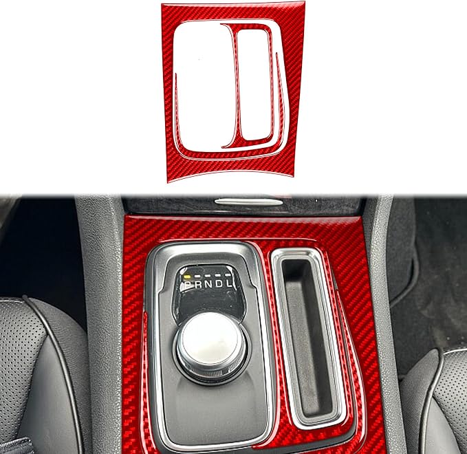 Gear Shift Surround Interior Decals Fit for Dodge Charger 2011-2023 | Red Real Carbon Fiber|Accessories|for Dodge Charger/Chrysler 300 2011-2023|Thick Overlay|Anti-scratch
