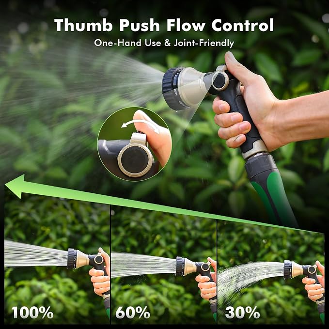 RESTMO Water Hose Nozzle Heavy Duty, Adjustable Hose Sprayer Thumb Control | Premium Zinc Alloy, 8 Adjustable Spray Patterns, Flow Control, TPR Rubberized, Ideal for Plants & Lawns, Cars & Pets, Black