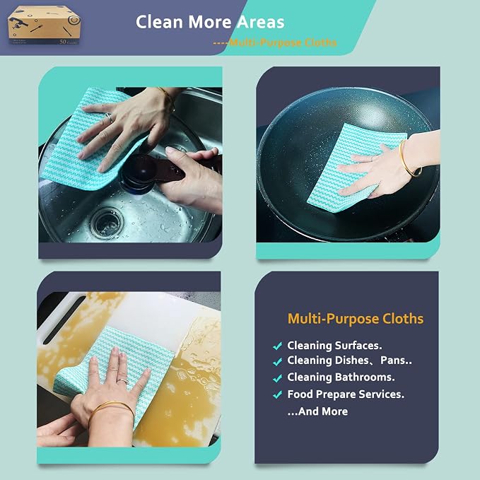 Heavy Duty Wipes Dish Cloths 50Pieces Reusable Wipes Multi-use Cleaning Cloths Towels | Multi-use Cleaning Cloths Towels