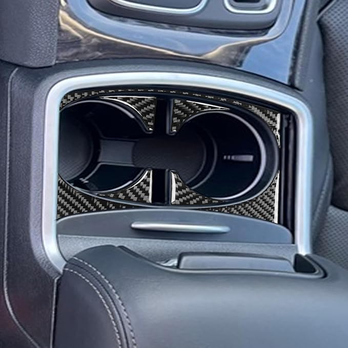 Real Carbon Fiber Trim for Chrysler 300 Accessories | for 2015-2023 300C 300S Limited/Touring Central Control Cup Holder Panel Sticker Interior Thick Overlay Decal