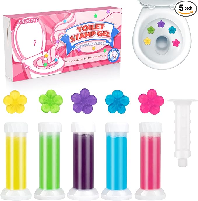KILOSTEP Toilet Gel, 60 Count 5 Kinds Of Scent Toilet Cleaner Bowl Gel Stamp Kit Air Freshener