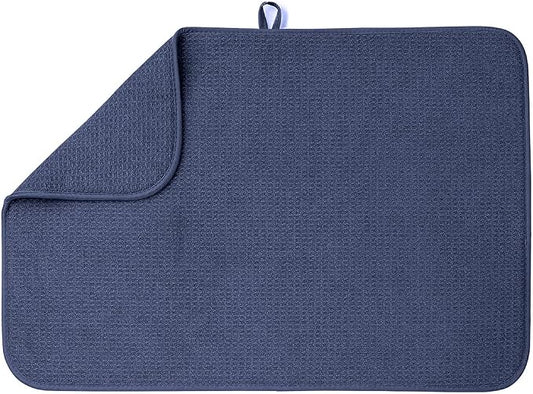 Bellemain XL Dish Mat Microfiber Dish Drying Mat, Super absorbent (Navy, 17" x 24")