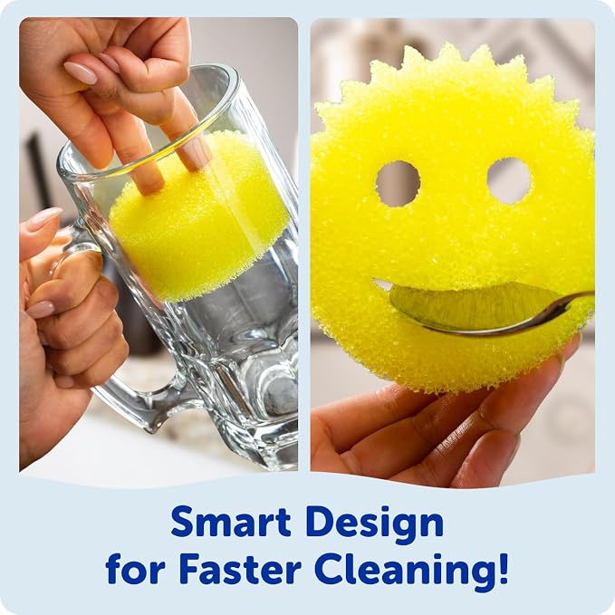 Scrub Daddy 6 Kitchen Sponges & 1 Daddy Caddy Dish Sponge Holder - BPA Free & Made with Polymer Foam - Stain & Odor Resistant, Scratch-Free Multipurpose Scrubbers