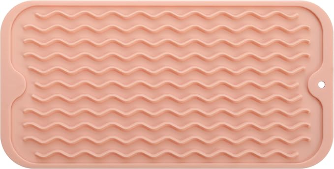 MicoYang Silicone Dish Drying Mat for Multiple Usage,Easy clean,Eco-friendly,Heat-resistant Silicone Mat for Kitchen Counter or Sink,Refrigerator or Drawer Liner Pink S 12 inches x 6 inches