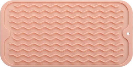 MicoYang Silicone Dish Drying Mat for Multiple Usage,Easy clean,Eco-friendly,Heat-resistant Silicone Mat for Kitchen Counter or Sink,Refrigerator or Drawer Liner Pink S 12 inches x 6 inches