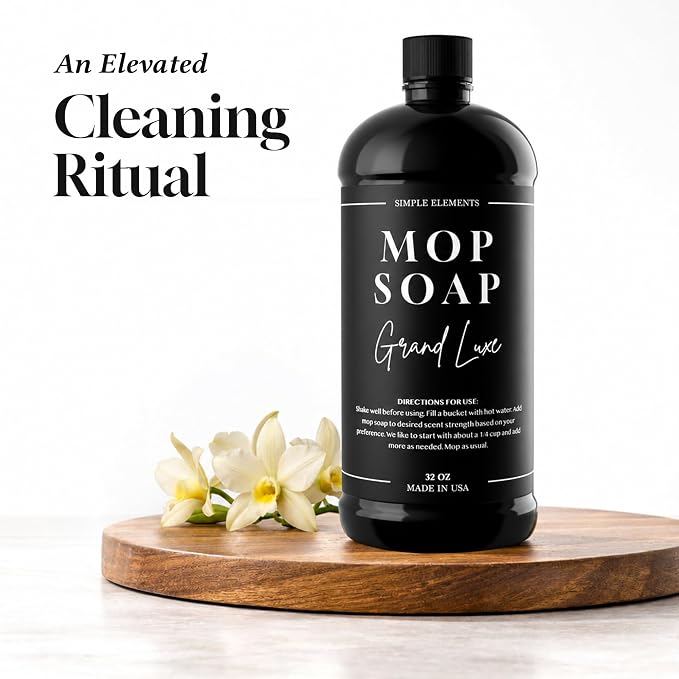 Luxury Mop Soap – Highly Scented Floor Cleaner, Concentrated Formula, No Streaks, Residue or White Cast, Floor Cleaning For Tile, Sealed Hardwood, Laminate, Vinyl and Stone – Grand Luxe 32 oz