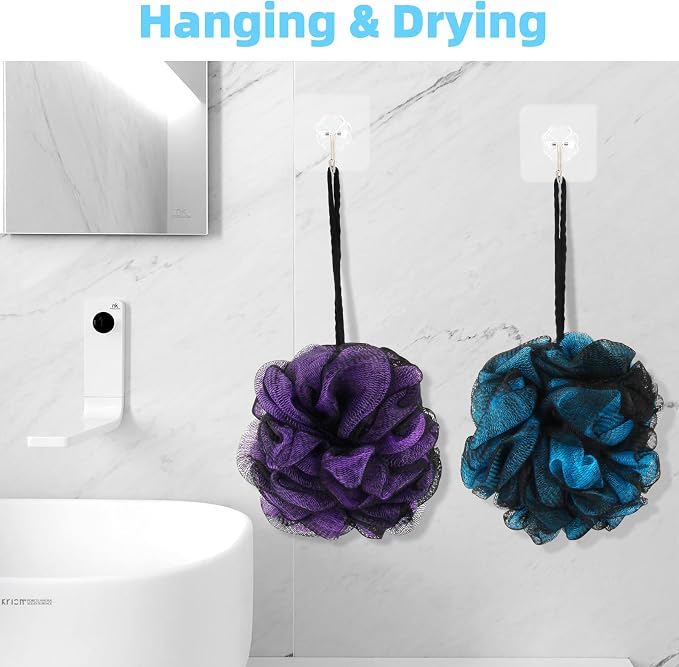 Chuya 60g Bath Loofahs Sponges,Shower Sponge Loofah Body Scrubber Balls for Family Washing 4 Pack