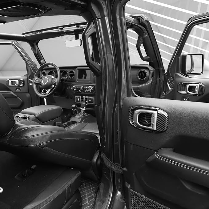 for Wrangler JL Interior Trim Kit Carbon Fiber Dashboard for Jeep Wrangler JL JLU Gladiator JT 2018-2023 Carbon Fiber Interior Accessories 21pcs