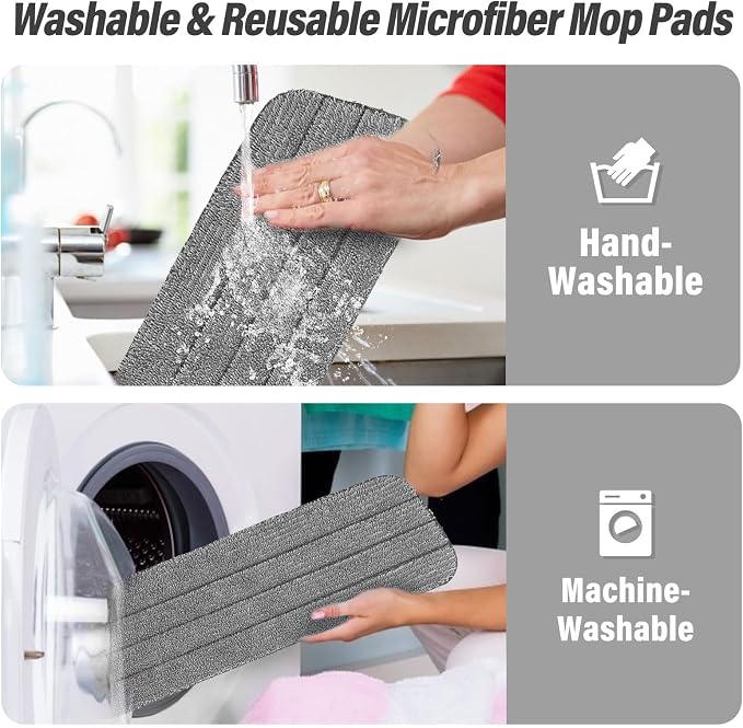 16.5" Microfiber Mop Pads Refills, 3 Pack Reusable Replacement Heads | reusable wet mop refills, machine washable for 14-16 inch spray mops, hardwood floors, dust cleaning & scrubbing