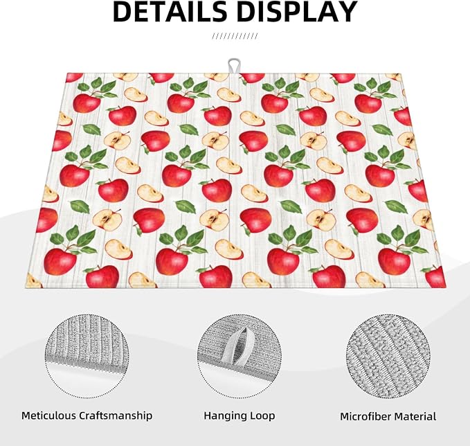 Apple Orchard Wood Grain Dish Drying Mat For Kitchen Counter, Super Absorbent Microfiber Dish Drying Pad, Kitchen Gadgets For Easy Clean Multi-Use Large 18"x24"