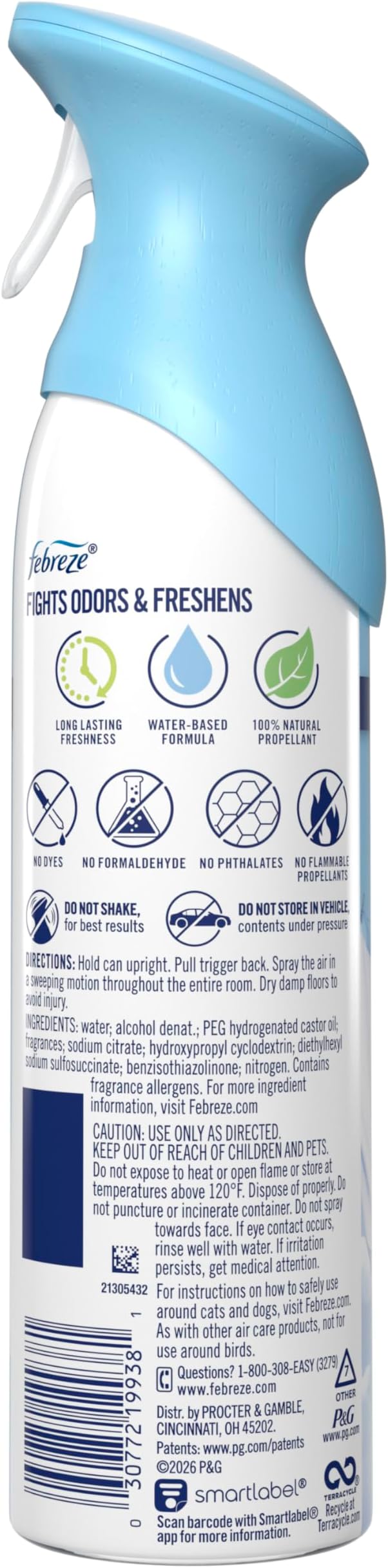 Febreze Air Mist, Air Freshener Spray, Odor Fighting Room Spray, Deodorizer for Home Bathroom Kitchen Office Apartment Dorm Room Classroom, Linen & Sky Scent, 8.1oz (Pack of 6)