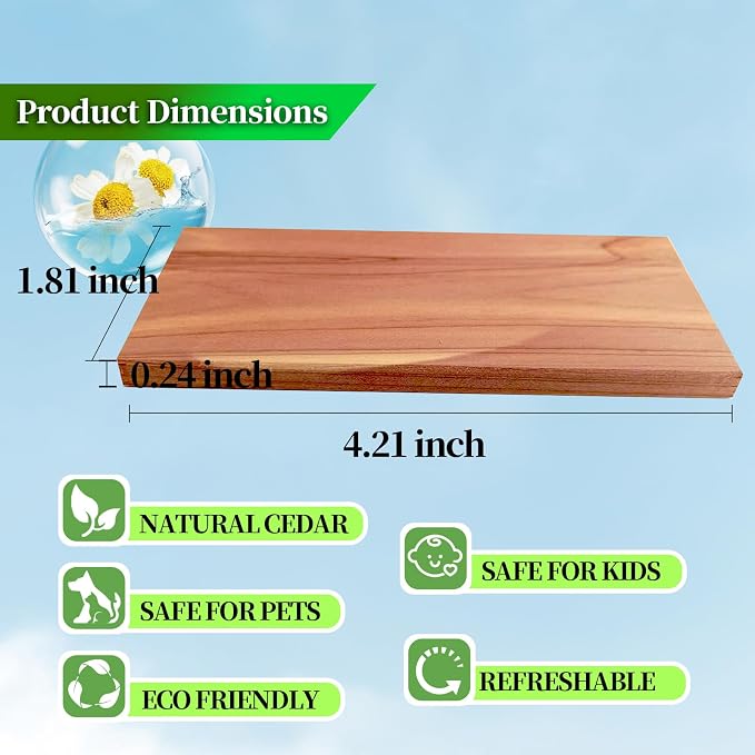 20 Piece Set of Premium Cedar Blocks for Clothes Storage - Crafted from 100% Pure Cedar Wood Planks - Ideal for Organizing Your Closet, Wardrobes, Boxes, Drawers, and Bins.