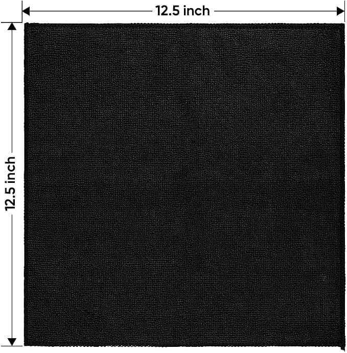 HOMEXCEL Black Microfiber Cleaning Cloth 6 Pack, 12.5 x 12.5 inch Microfiber Towels for Cars, Ultra Absorbent Car Washing Cloth, Lint Free Streak Free Cleaning Rags for Car, Kitchen, and Window