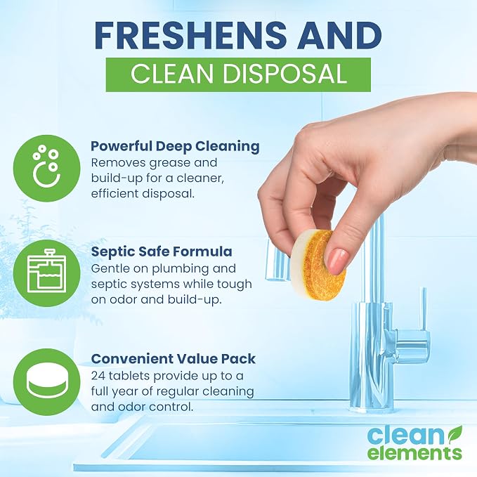 Garbage Disposal Cleaner Deodorizer Tablets – 48 Pack XL Foaming Citrus Cleaning Tablet - Sink Drain Disposer Garburator Freshener Odor Eliminator Grease Remover Septic Safe - 2 Year Supply