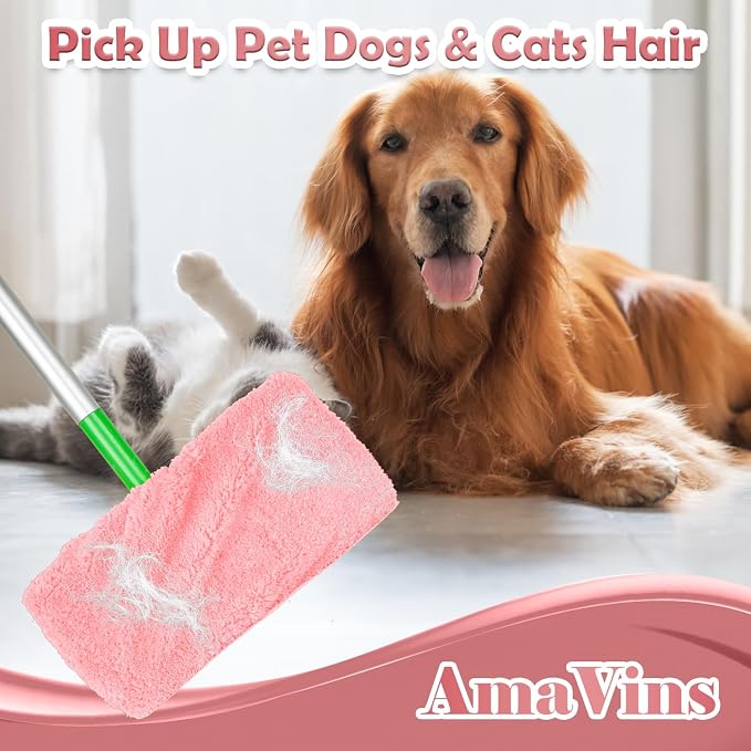 AmaVins 5 Pack Reusable Microfiber Mop Pads Compatible with Swiffer Sweeper, Wet and Dry Flat Cover, Washable Pads for Surface/Hardwood Floor Cleaning (Mop is Not Included)