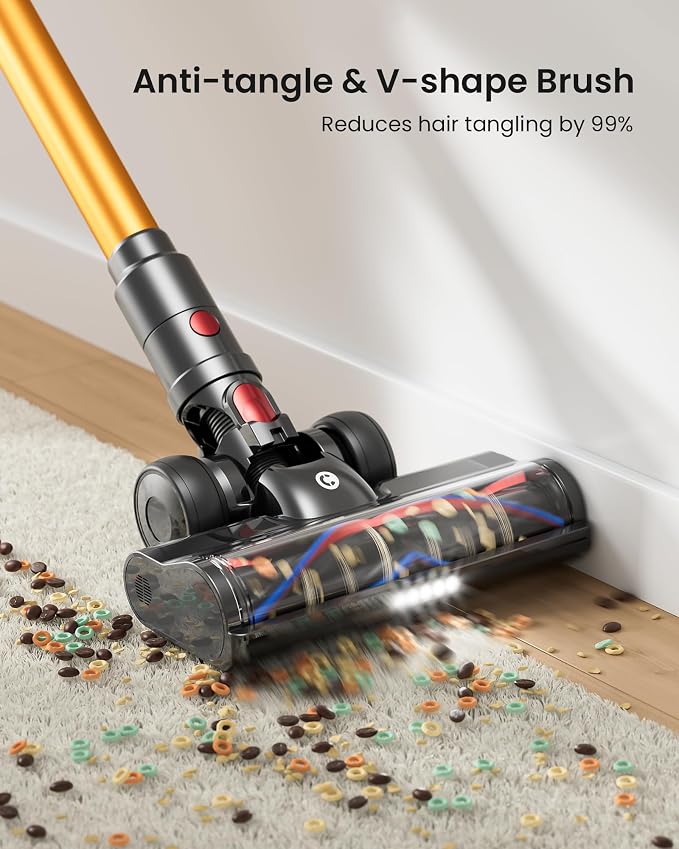 Cordless Vacuum Cleaner, 65KPA 650W 70Mins Stick Vacuum Cordless with Three Suction Modes, Self-Standing&LED Touch Screen, Anti-Tangle Brush, Vacuum Cleaners for Home/Pet Hair/Hardwood Floors/Carpet