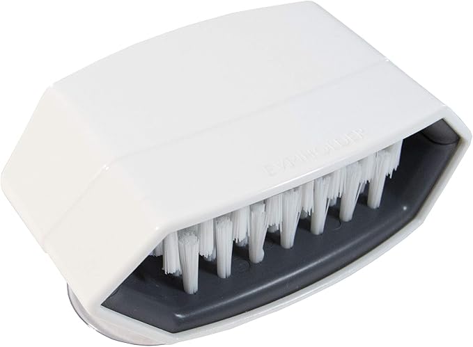 Cutlery Cleaner Brush, Suctioned in-Sink Silverware Scrubber, Non-Scratch Bristles, Easily Clean Utensils and Sharp Knives, Convenient Kitchen Gadget, White