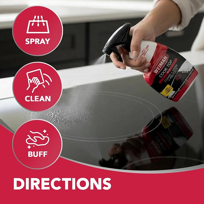 Weiman 2-Pack Cooktop Cleaning Spray & Microfiber Cloth – Cooktop & Oven Cleaner for Streak & Residue Free - Non-Abrasive Degreaser Safe for Glass & Ceramic