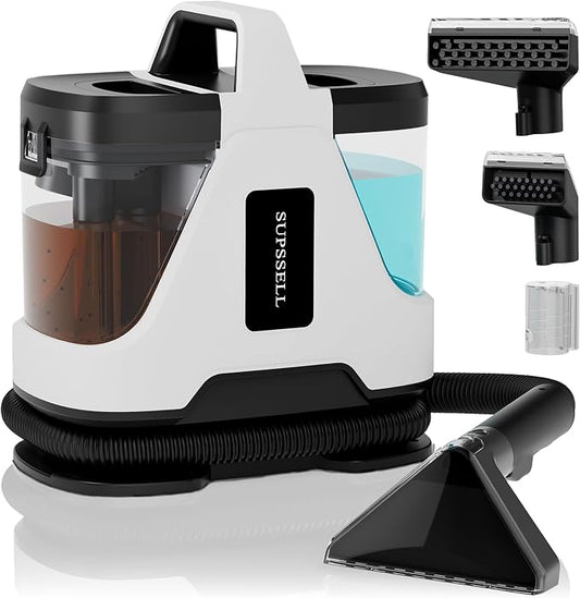 Carpet & Upholstery Cleaner Machine: Portable 16Kpa Suction, Self-Cleaning Pet Stain Remover: Spot Cleaner for Car Rug Sofa Stairs, Dual Tank, Spray Scrub System, Deep Cleaning for Rugs