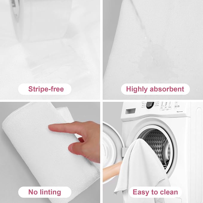 4 Pcs Extra Large Microfiber Cleaning Cloth 30 x 20 Inch Reusable Thick Cleaning Towel Washable Solid Color Microfiber Towel for Home Office Window Cars Glass (White)